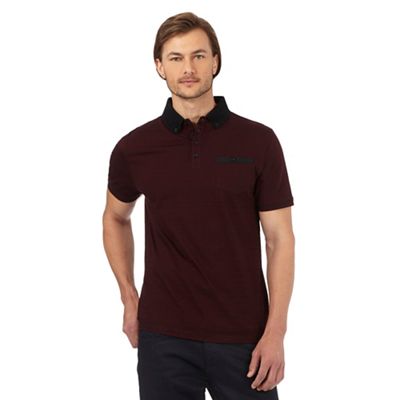 The Collection Dark red textured collar polo shirt